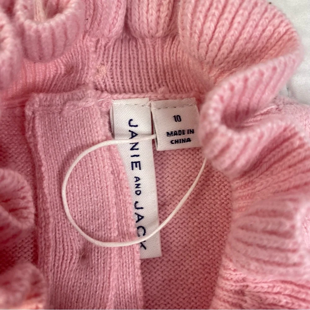Janie & Jack Fairy Tale Pink Heart Cable Knit Sweater Size 10 Valentines - Picture 5 of 9